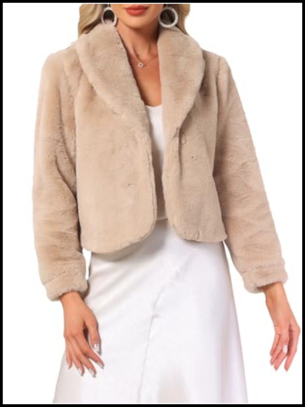 Faux Fur Cropped Coat Fluffy Winter Wedding Party Jacket